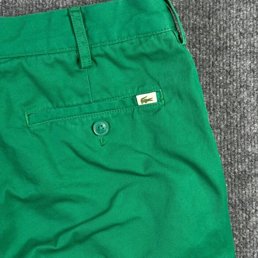 Lacoste Chino Pants Mens 32 Green Regular Fit Cotton Twill Straight Leg Trousers